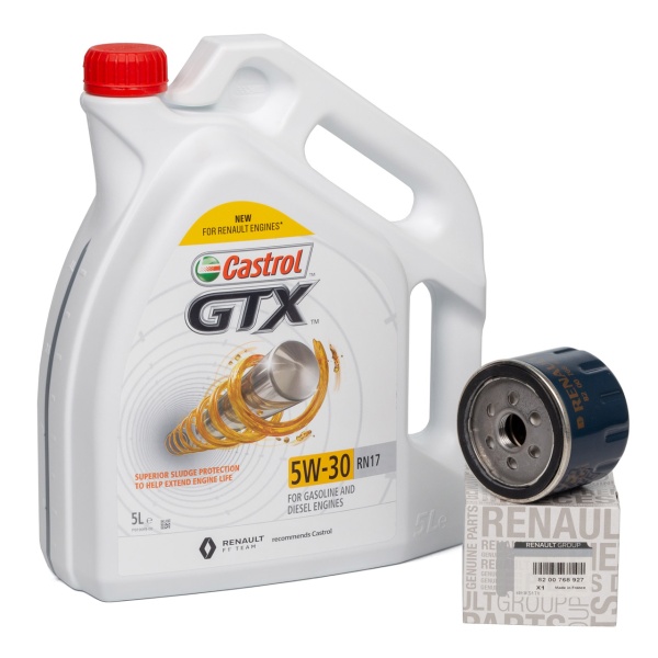 Set Ulei Motor Castrol GTX 5W-30 RN17 ACEA C3 Renault 5L 15CC30 + Filtru Ulei Oe Renault 8200768927